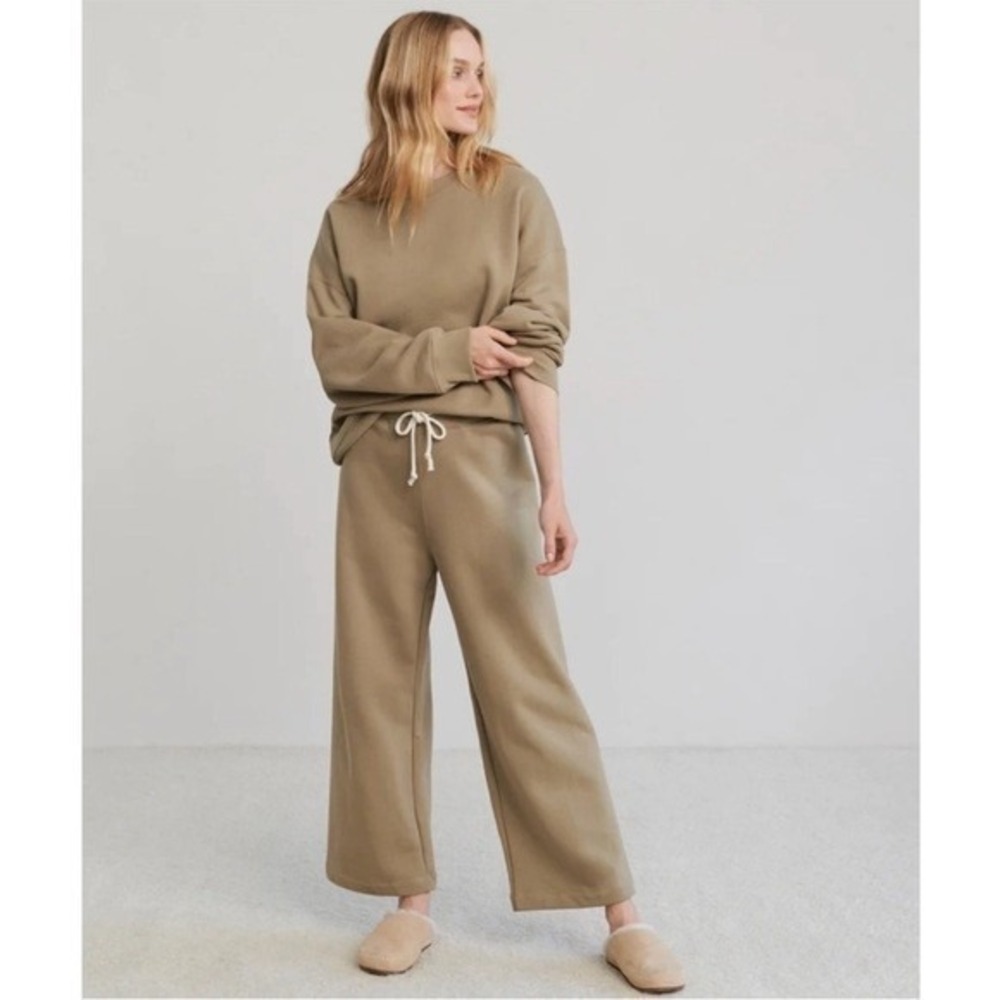 Jenni Kayne Marina Wide Leg Tan Sweatpants Size XS‎ Made in USA Cotton